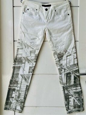 Calvin Klein Jeans White Skinny Jeans with Architectural Print